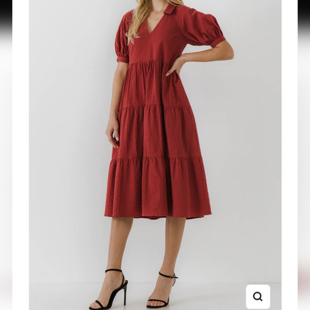 FREE THE ROSES STRIPE TEXTURE MIDI DRESS - Picture 3 of 9